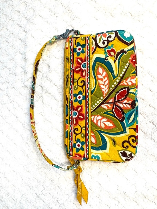 Vera Bradley Handbags - Vera Bradley Floral Zip Around Wristlet Wallet | Yellow Multicolor Cotton Organi